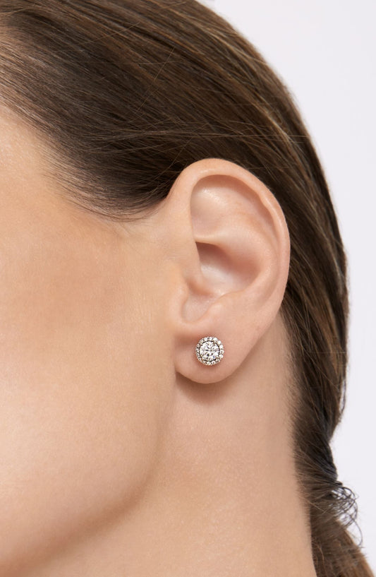 Round Halo Diamond Studs in White Gold (ARJS2512)