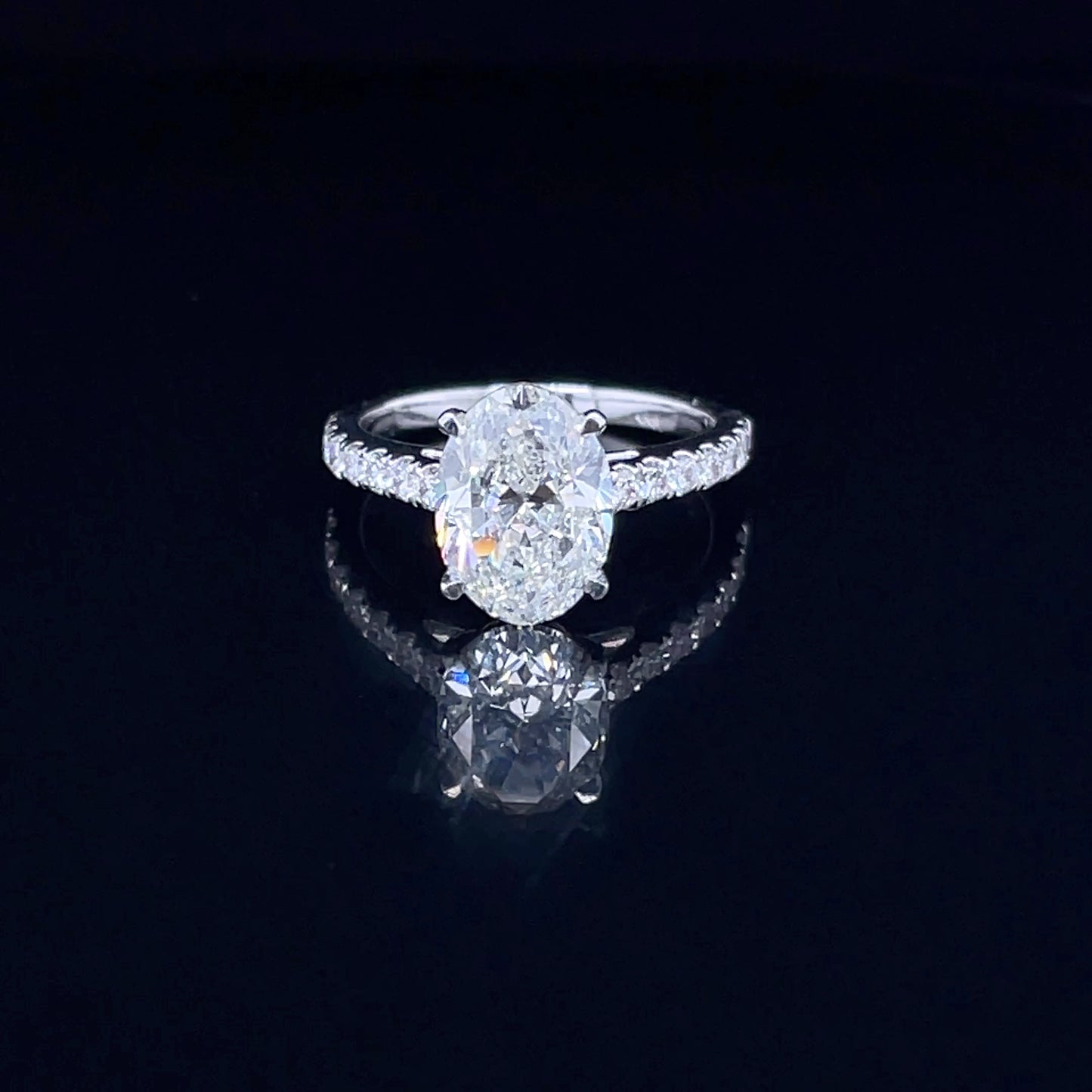 3CT Oval with Side Diamond Ring (ARJS3511)