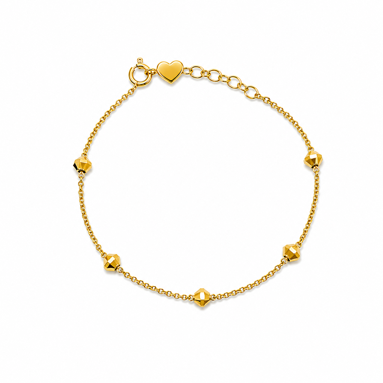 18k Gold Minimalist Beaded Chain Bracelet (GJEW30)
