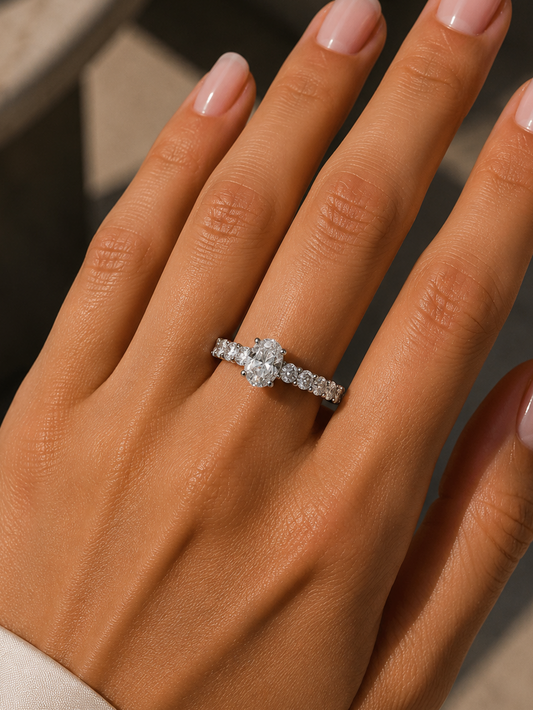 Oval with Round Side Diamond Ring ( (ARJS2533)