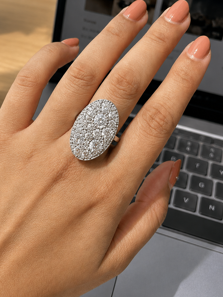 Oval Studded Diamond Ring (SKJ1220)