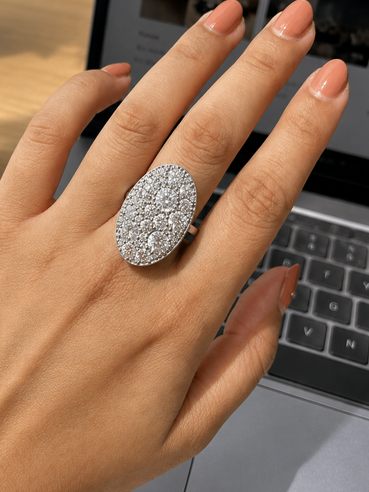 Oval Studded Diamond Ring (SKJ1220)