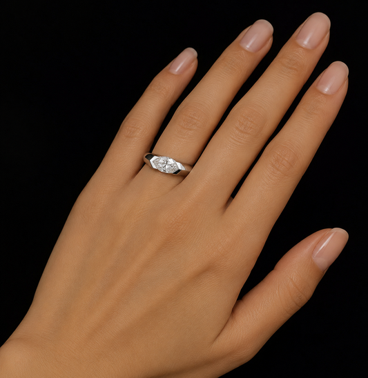 1CT Marquise Bezel Setting Diamond Ring  (ARJS2846)