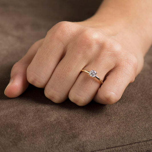 Round Diamond Ring in Yellow Gold (ARJS3271)