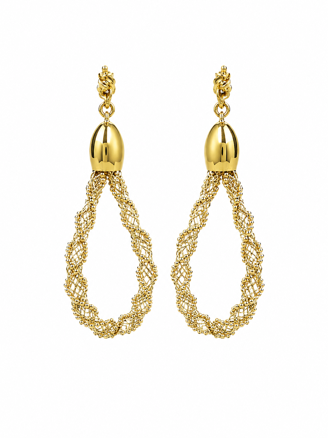 18k Gold Mesh with Rose Gold Accent Statement Earrings (GJEW161)