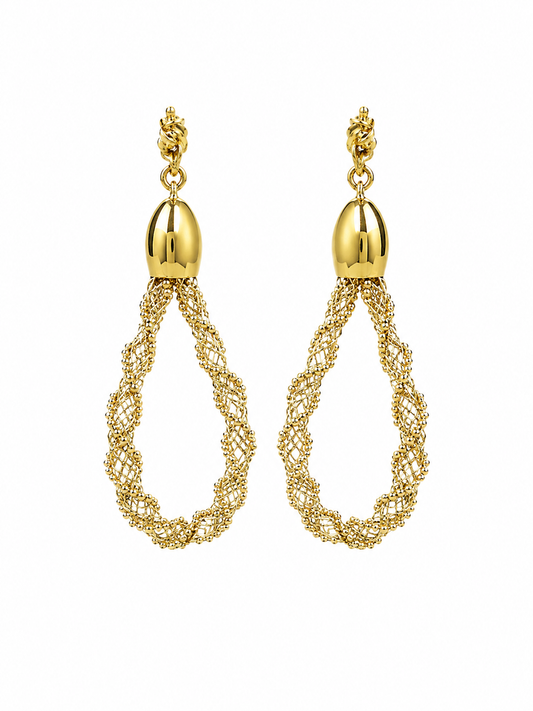 18k Gold Mesh with Rose Gold Accent Statement Earrings (GJEW161)