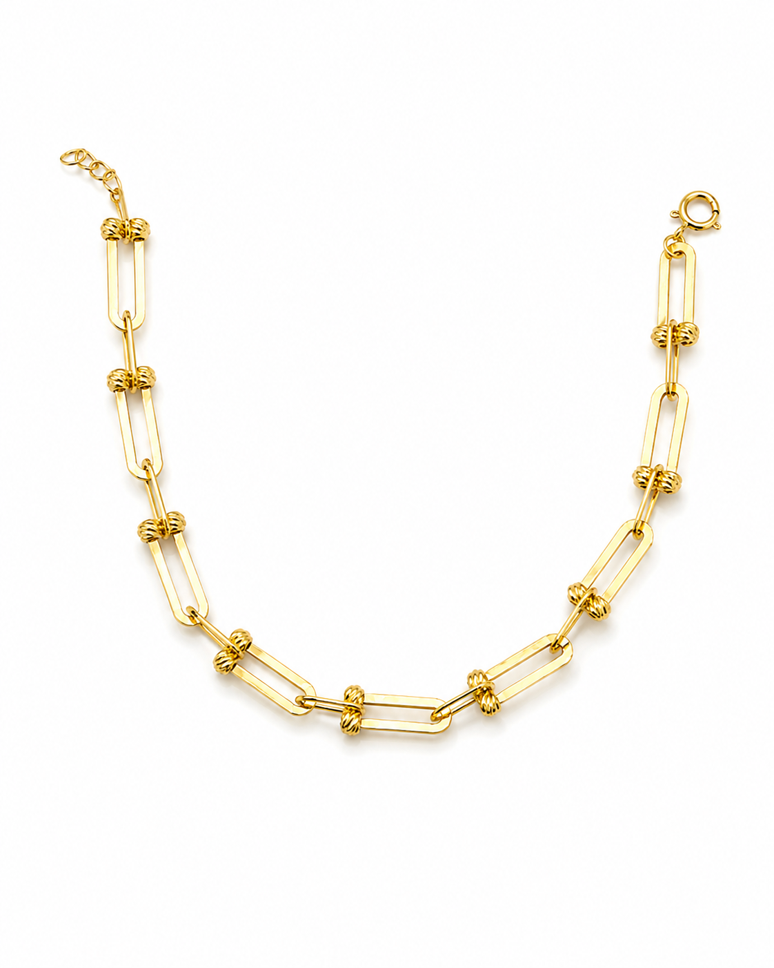 18k Gold Textured Paperclip Link Bracelet (GJEW264)