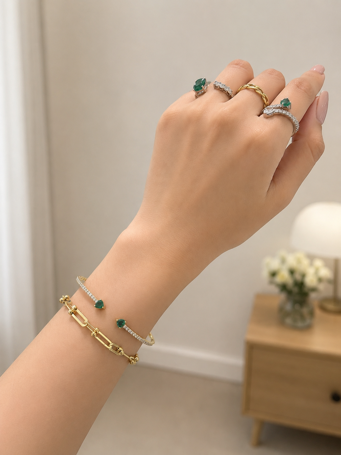 18k Gold Textured Paperclip Link Bracelet (GJEW264)