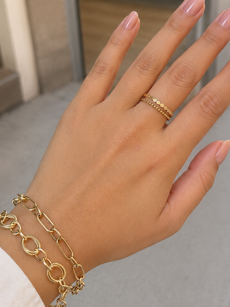 18K Gold Honeycomb Band Ring (GJEW92)