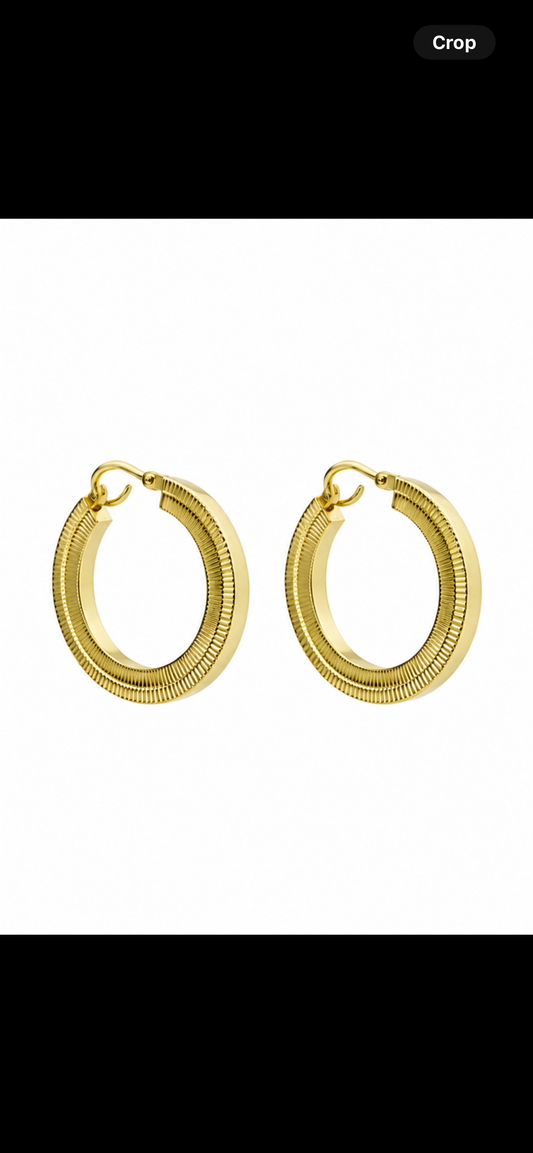 18K Gold Textured Hoop Earrings for Women (GJEW274)