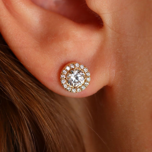 Round Halo Diamond Studs  (ARJS2515)
