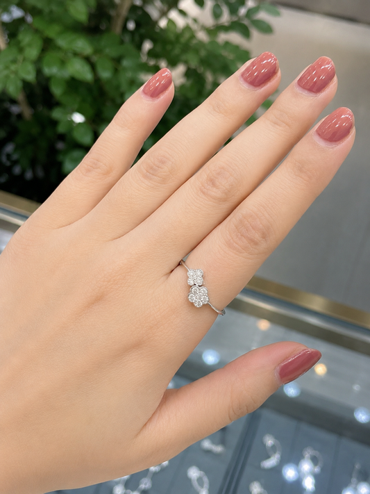 Flower Round Diamond Ring in White Gold(BRD1262)