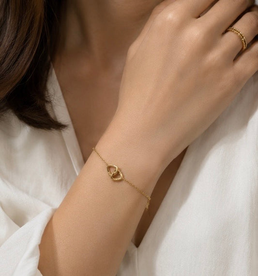 18k Gold Minimalist Double Chain Knot Bracelet (GJEW153)