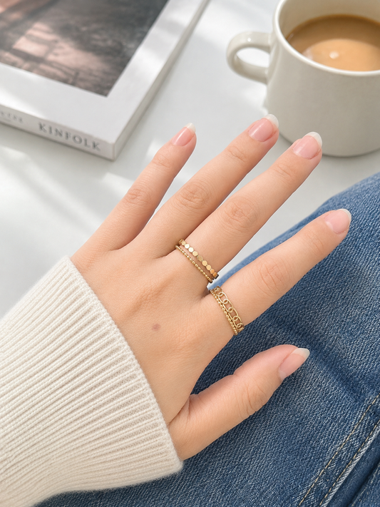18K Gold Chain Link Ring (GJEW93)