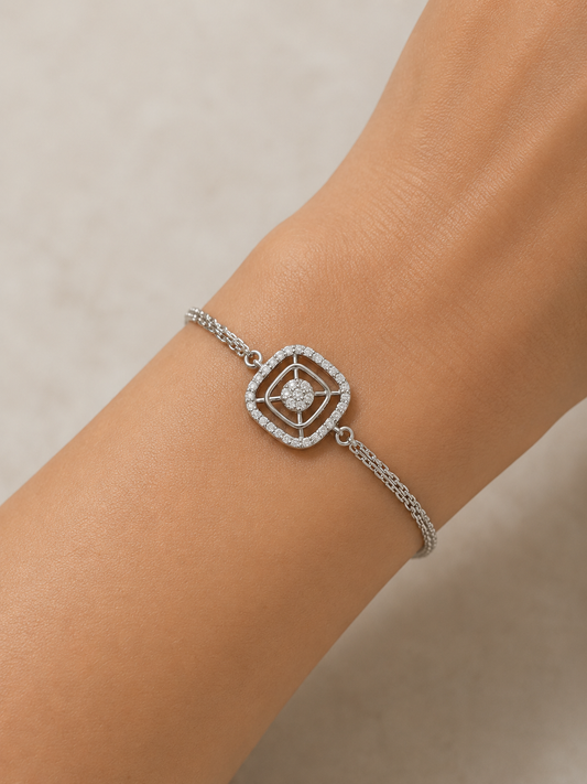 Cluster Chain Diamond Bracelet in WhiteGold (BRD1222)