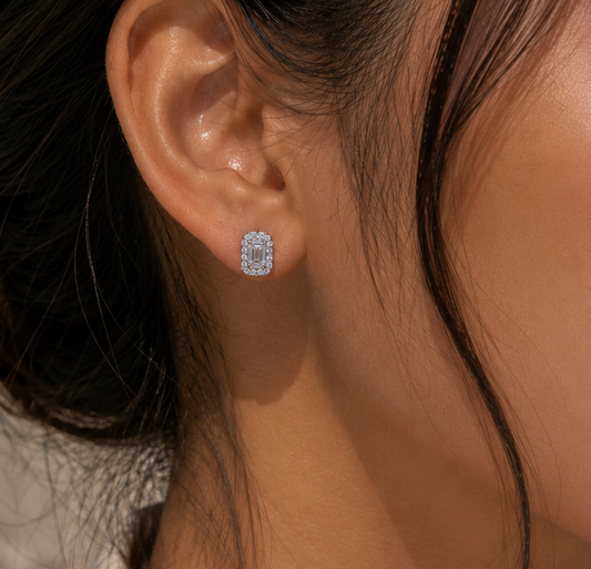 Half Carat Each Emerald Diamond Studs (ARJS2261)