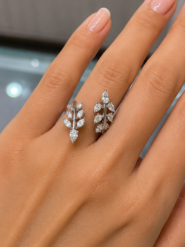 Pear & Marquise Leaf  Wrap Diamond Ring (ARJS2594)