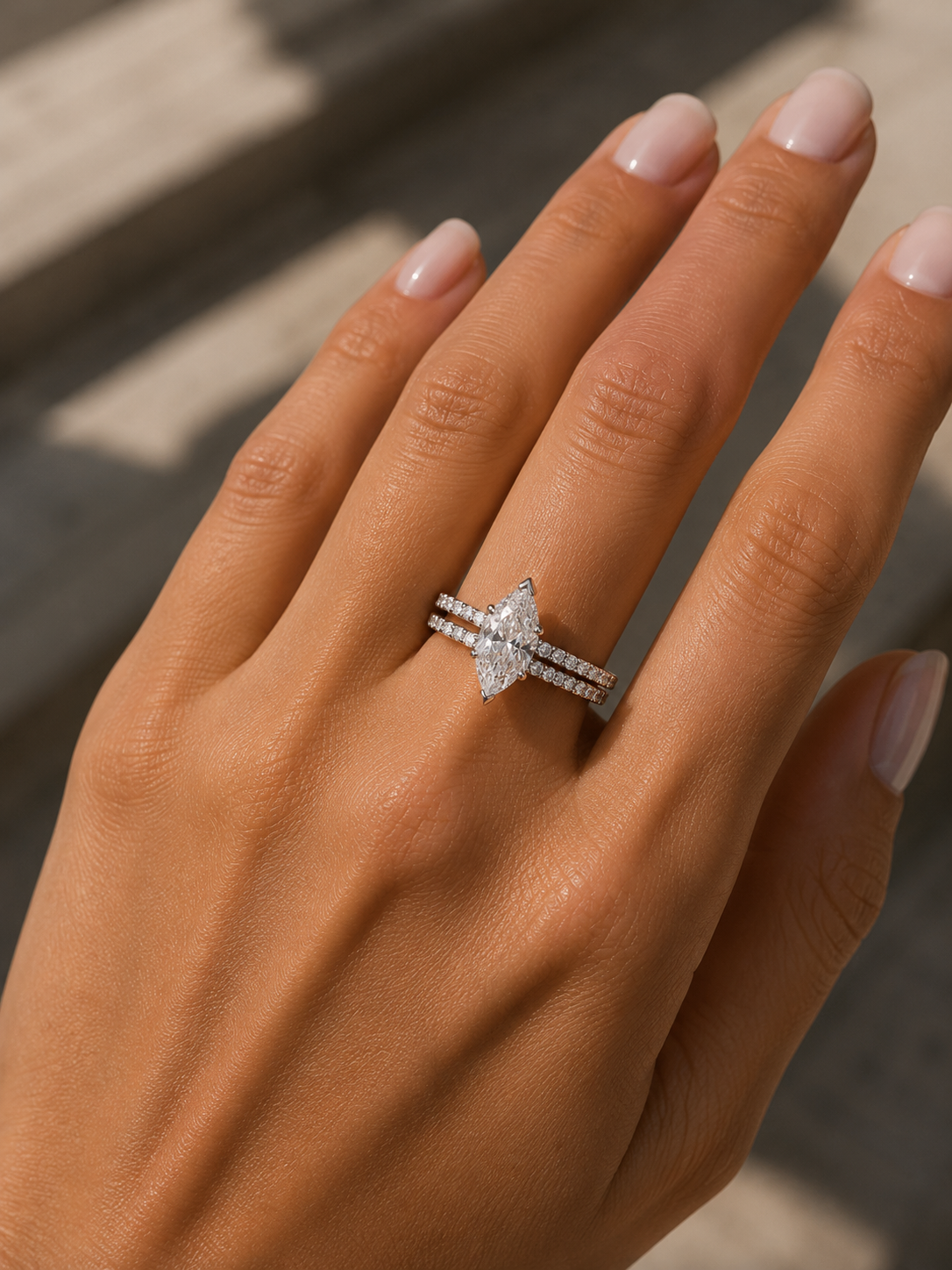 Marquise Twin Band Diamond Ring ((ARJS2648)