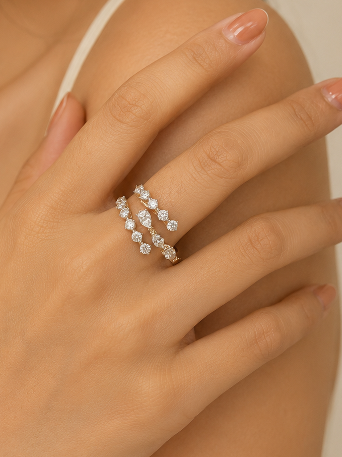 Pear & Round Diamond Open Ring (ARJS2781)