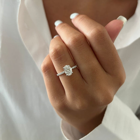 2CT Oval with Side Diamond Ring (ARJS3980)