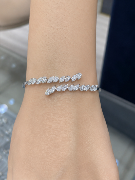 2 Row Pear & Marquise Diamond Bangle (ARJS3017)