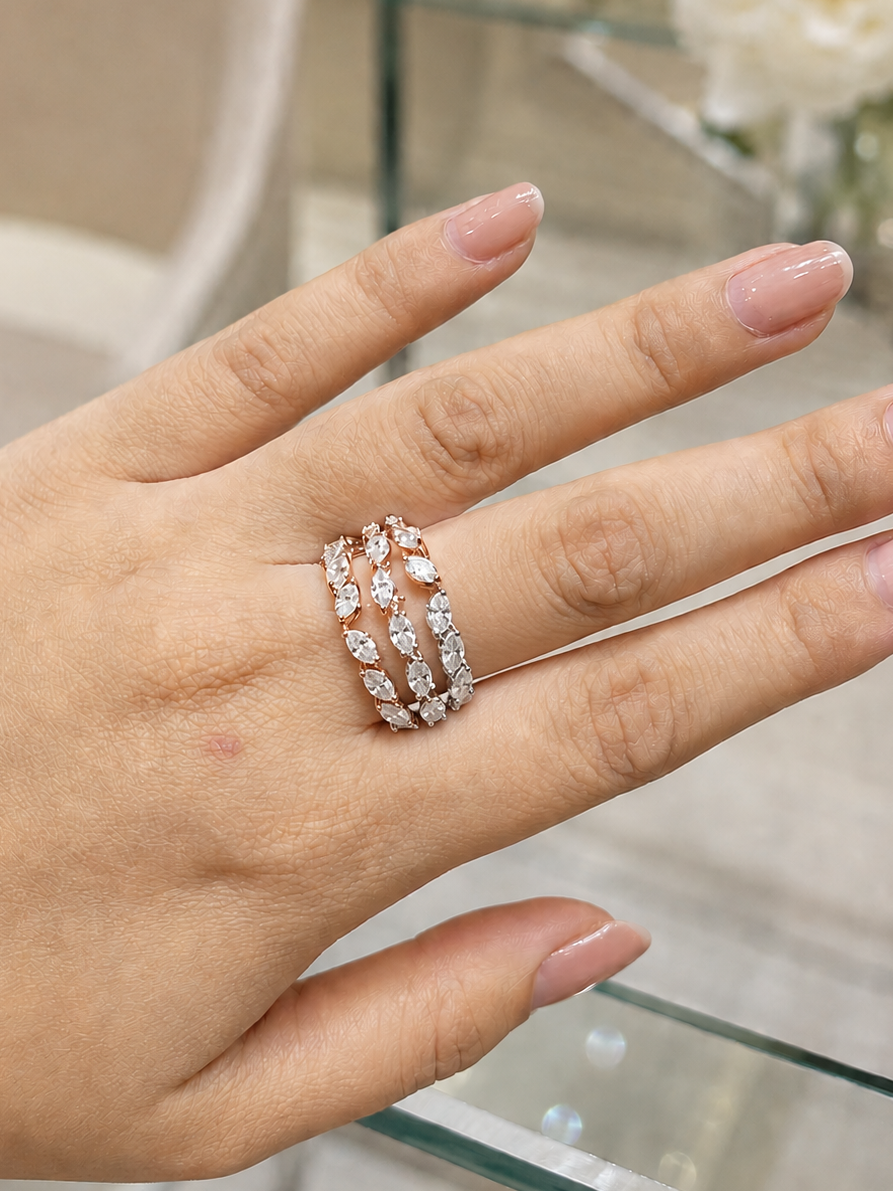 2 Toned Marquise Diamond Ring (ARJS2577)