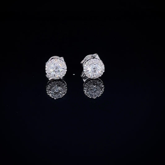 Halo Round Diamond Stud Earrings (ARJS-2512)