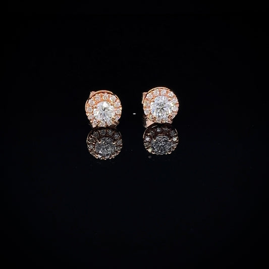 Halo Round Diamond Stud Earring(ARJS-2514)
