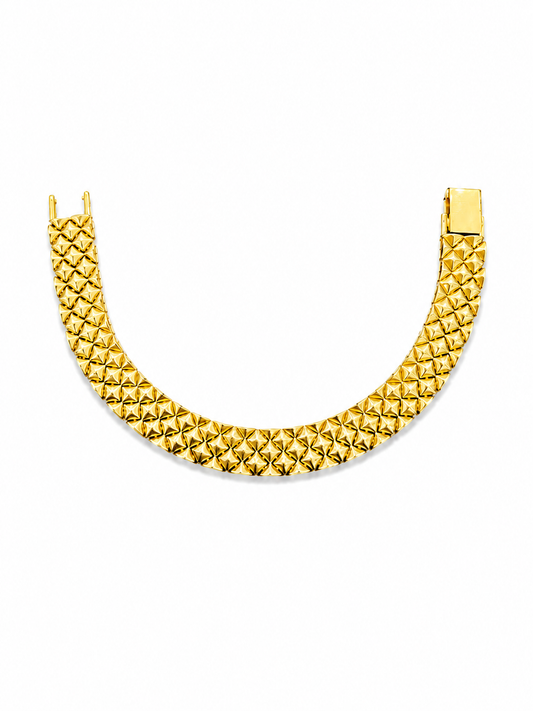 18K Gold Premium Bracelet with Diamond-Cut Texture (GJEW129)
