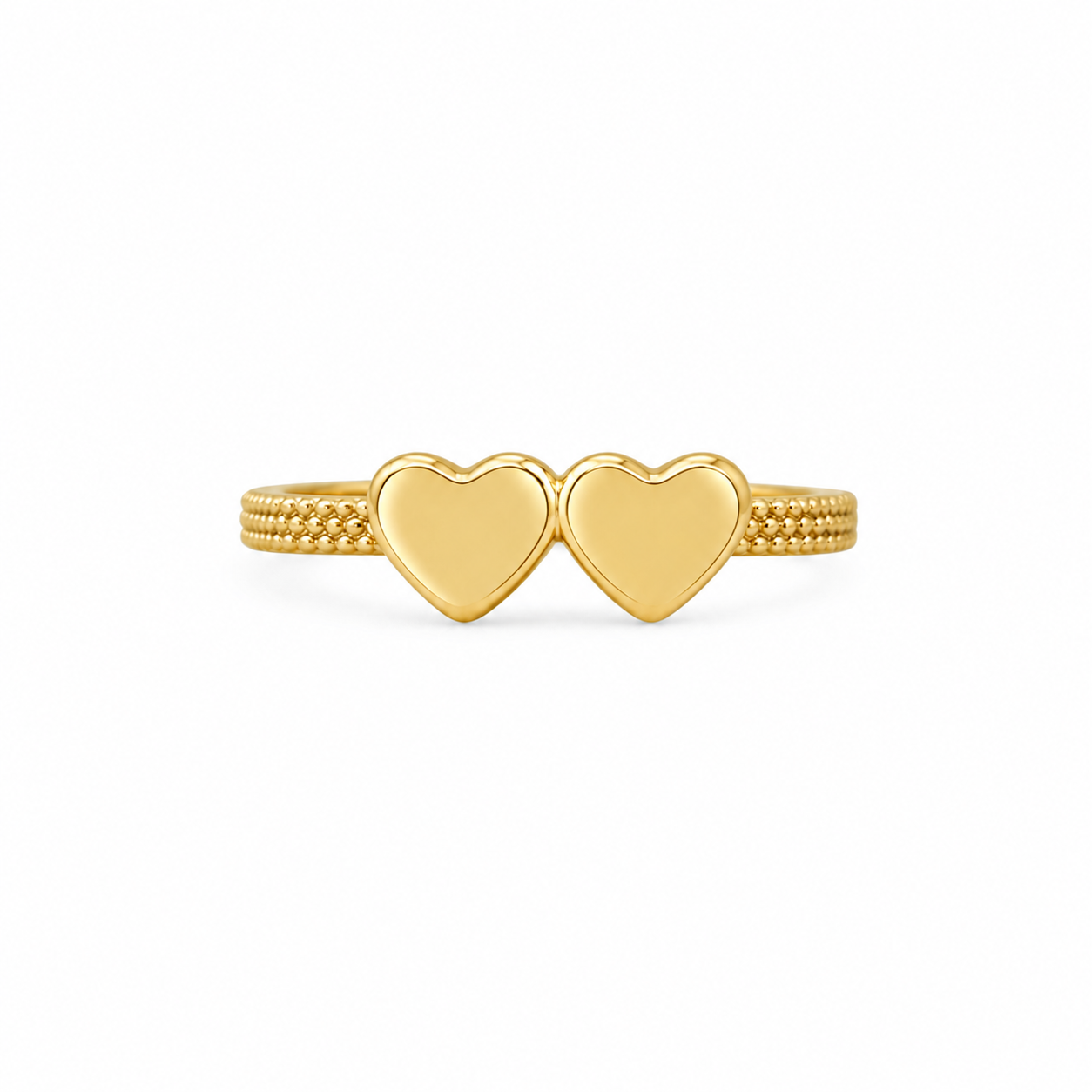 18k Double Heart Gold Minimal Ring (GJEW88)