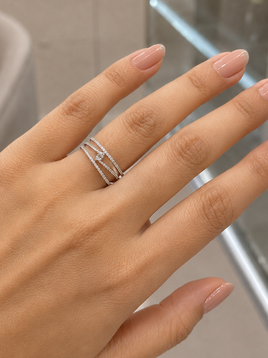 3 Line with Pear Diamond Ring (SKJD10)