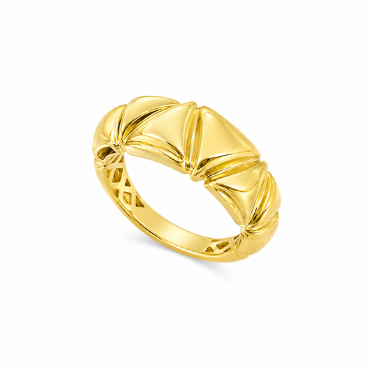 18k Gold Pyramid Dome Statement Ring (GJEW116)