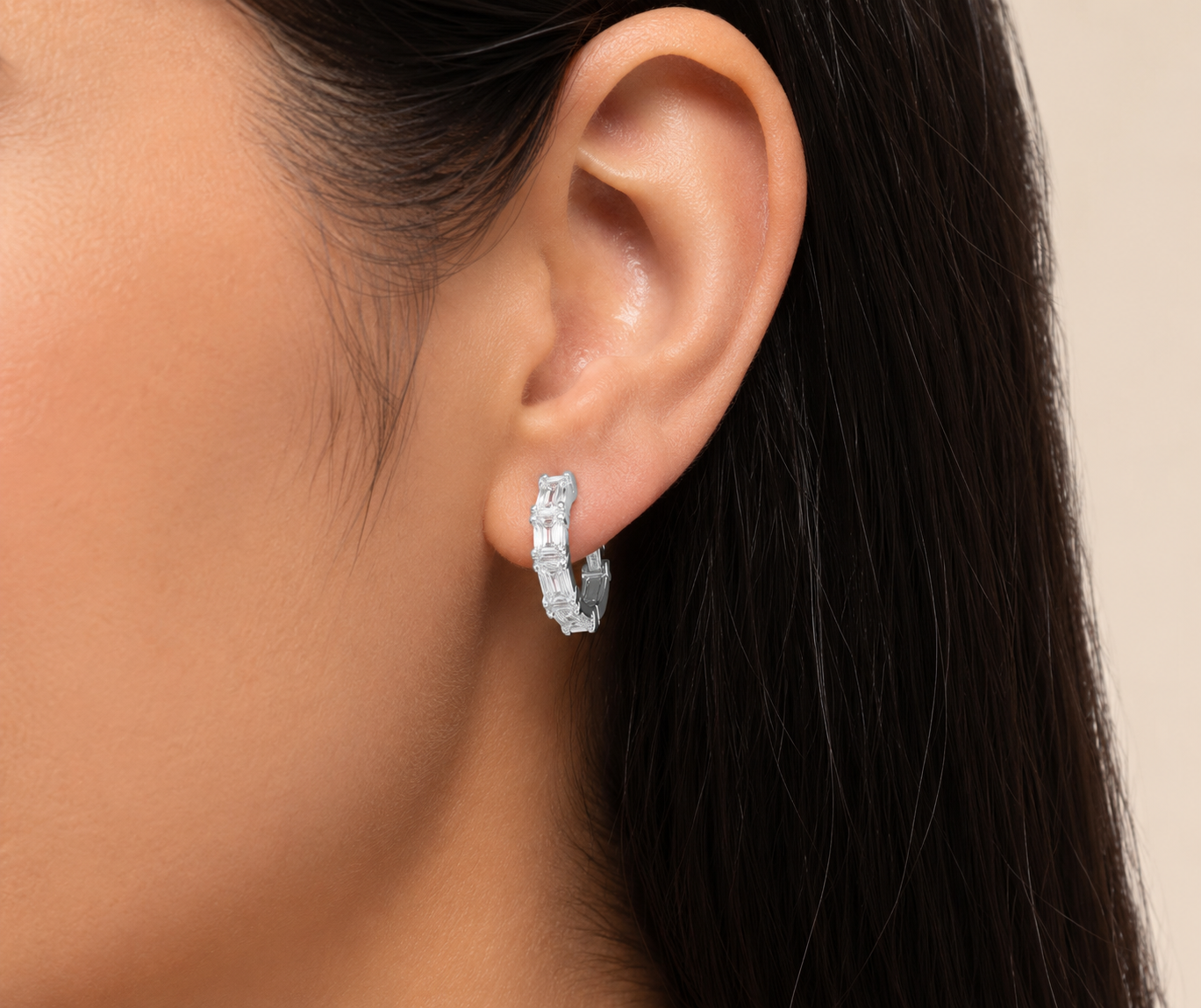 Emerald Hoop Diamond Earrings (ARJS2757)