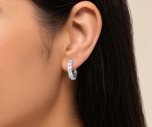 Emerald Hoop Diamond Earrings (ARJS2757)