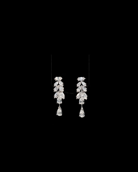 Pear & Marquise Small Diamond Dangling Earrings  (ARJS3445)