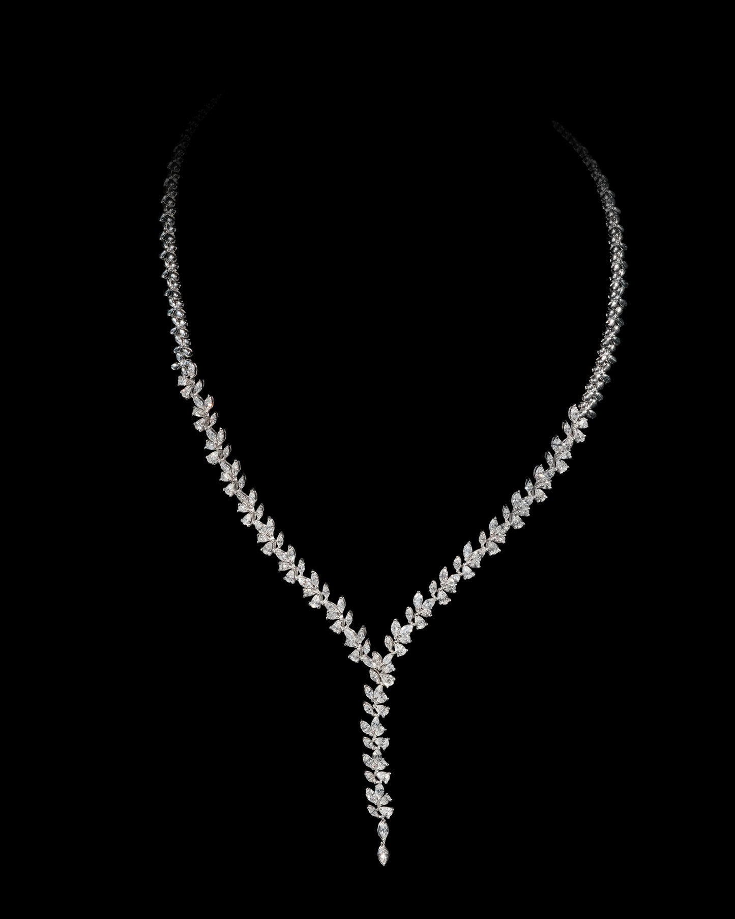 Y Shape Pear & Marquise Diamond Necklace (ARJS3354)