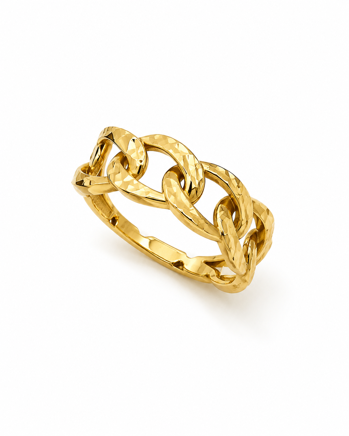 18k Gold Textured Cuban Link Ring (GJEW08)