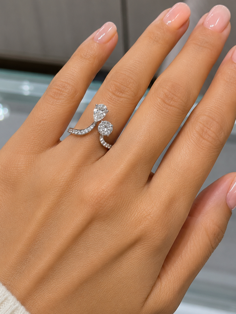 Round and Pear Diamond Ring (ARJS2437)