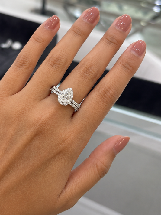 Pear Halo Twin Band Diamond Ring (ARJS2685)