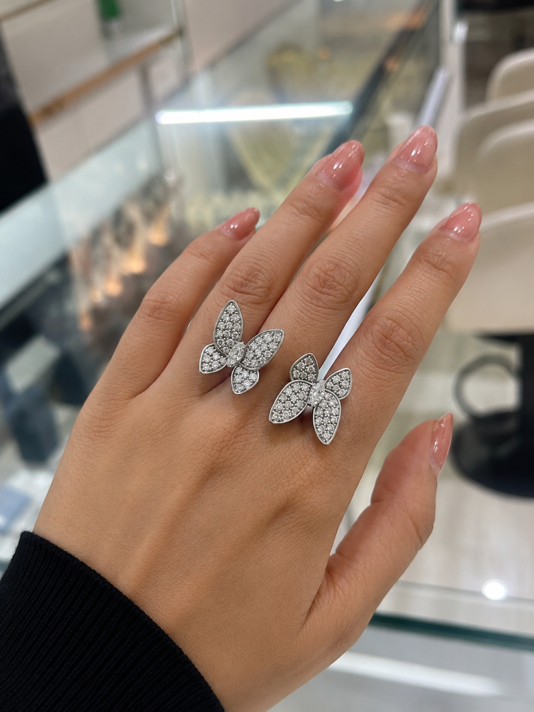 Marquise Butterfly Design with Round Cluster Diamond Ring (ARJS2688)