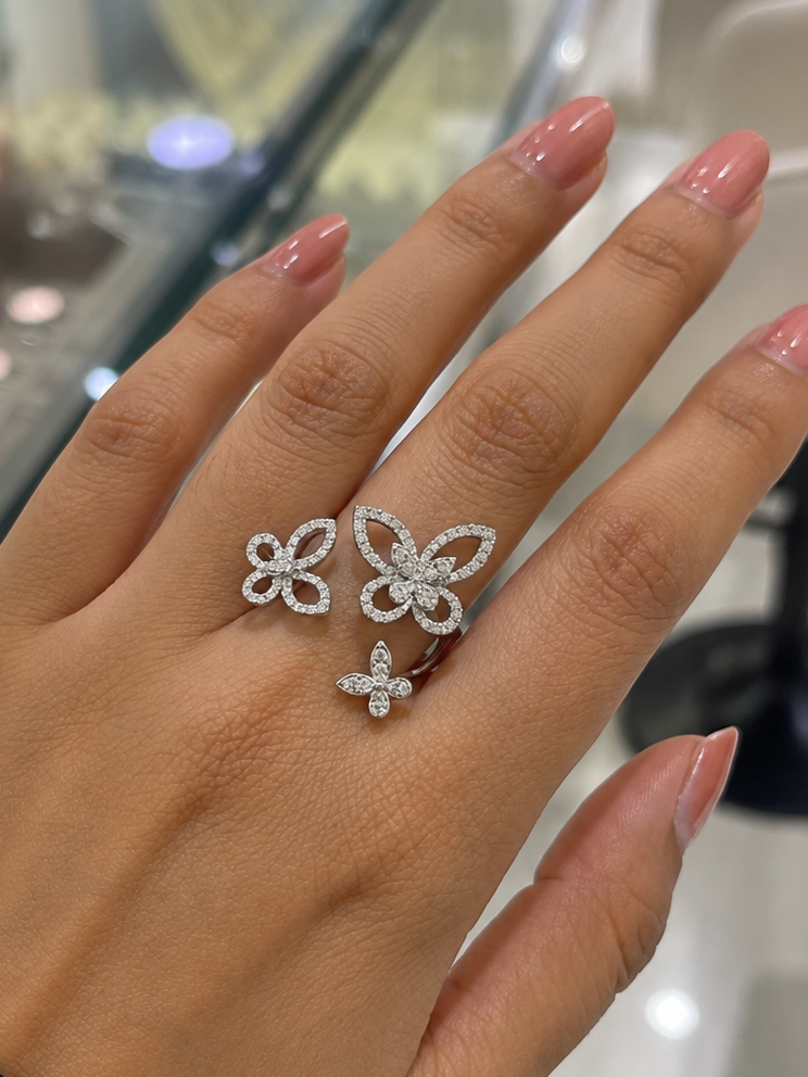 3 Butterfly Cluster Diamond Ring (ARJS2336)