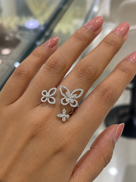 3 Butterfly Cluster Diamond Ring (ARJS2336)