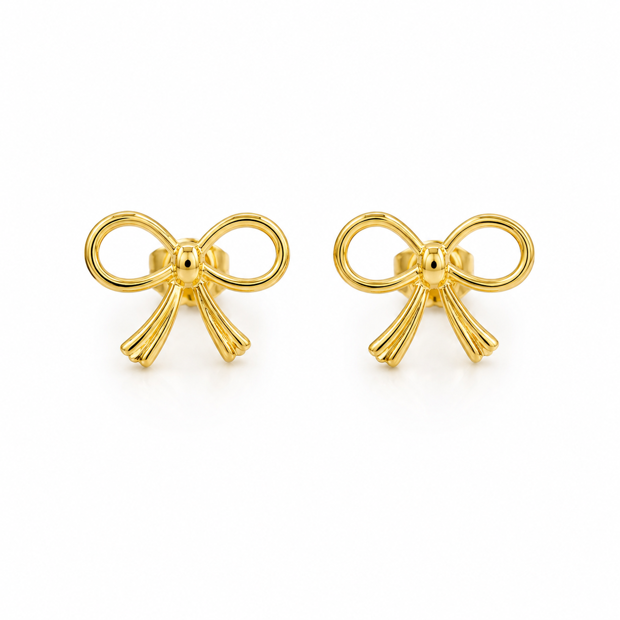 18K Gold Bow Stud Earrings (GJEW33)