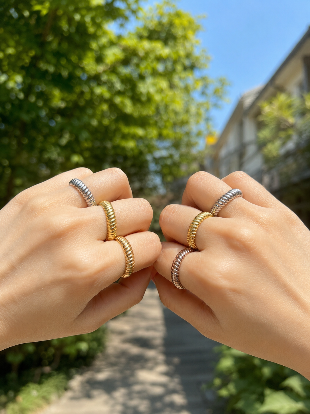 18k Gold Modern Stackable Spiral Rings for Everyday Wear (CTA1309-1314)