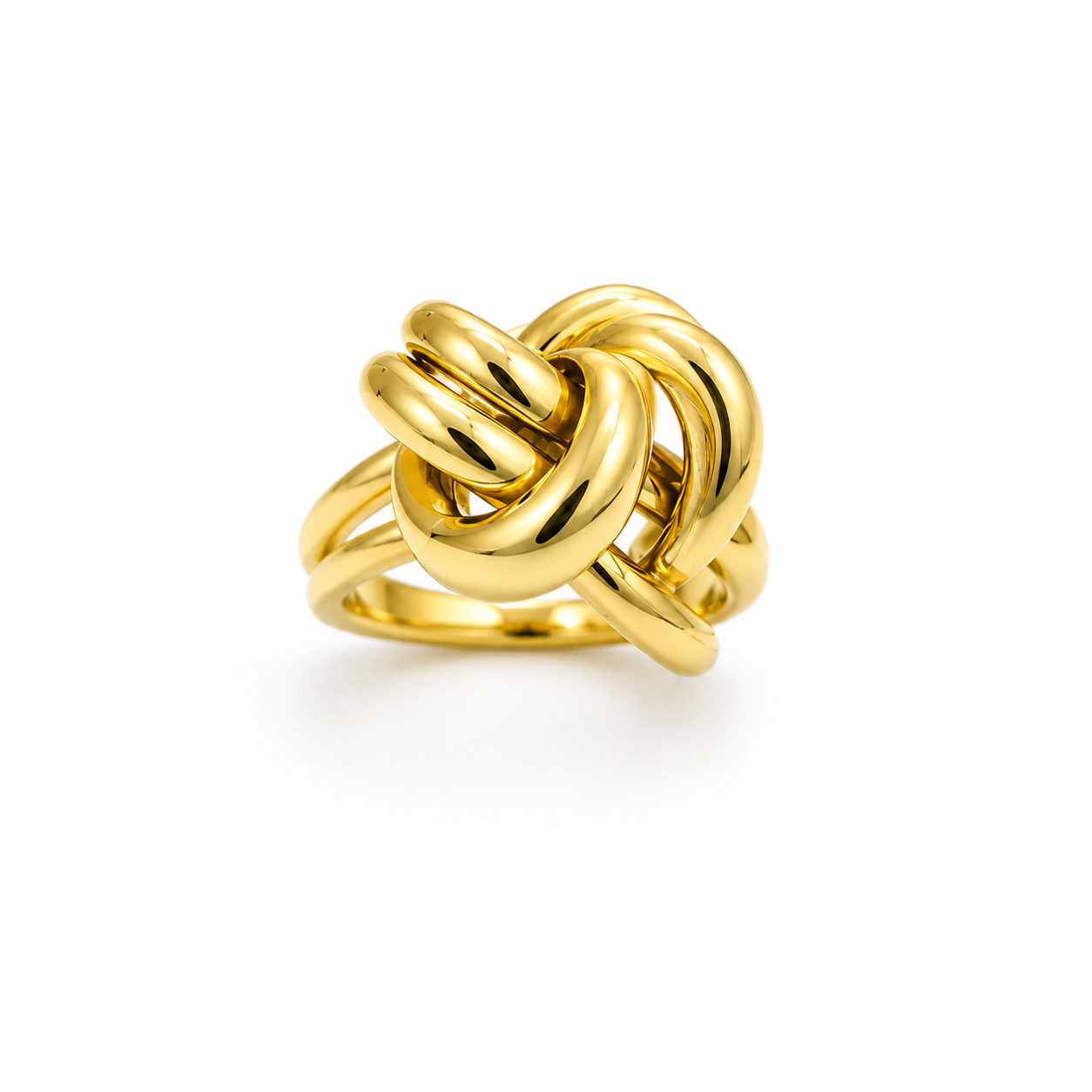 18k Gold Trendy Intertwined Knot Ring for Everyday Luxury (GJEW111)