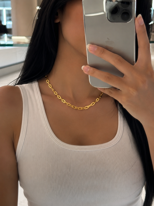 18k Gold Link Chain Necklace (GJEW309)