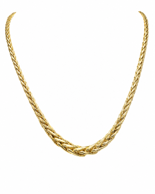 18k Gold Elegant Braided Necklace – Minimalist Statement Chain (GJEW347)