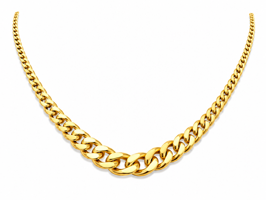18k Gold Graduated Cuban Link Necklace (GJEW307)