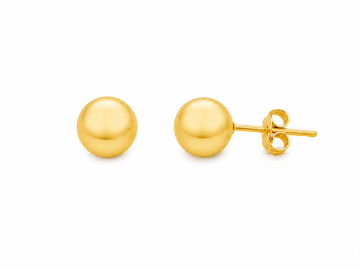 18k Gold Classic Gold Ball Stud Earrings for Women (GJEW56)