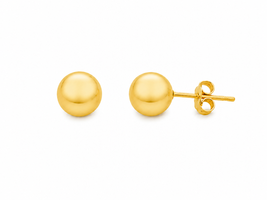 18k Gold Classic Gold Ball Stud Earrings for Women (GJEW56)